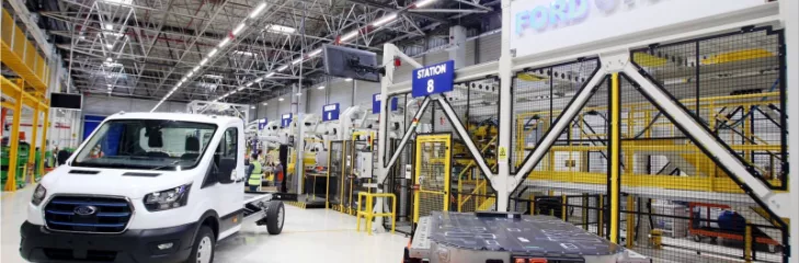 The first Ford E-Transit roll off the assembly line